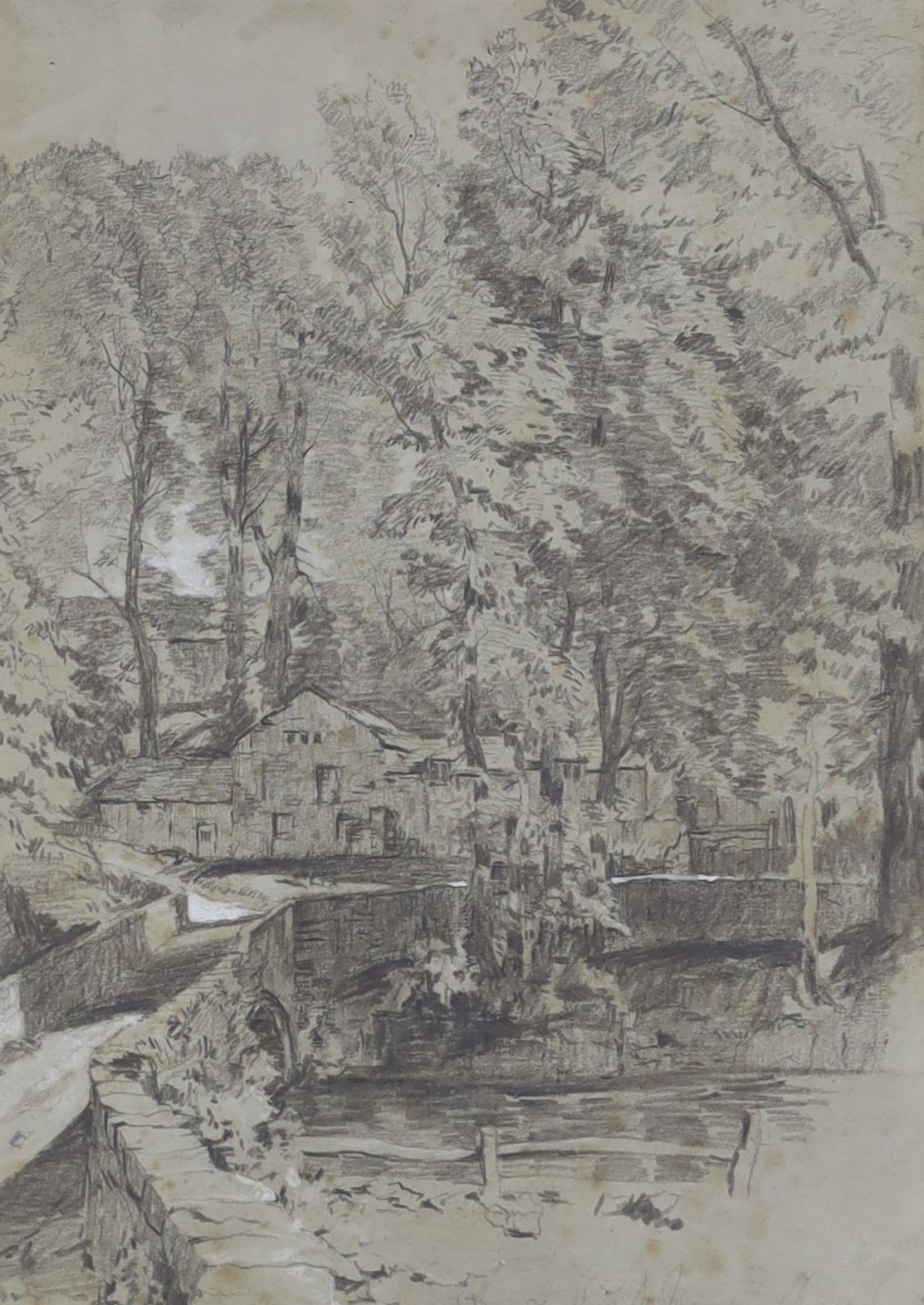 John Gutteridge Sykes (1866-1941), watercolour, Ducks with thatched cottage, signed, 27 x 37cm and a pencil sketch of a Welsh village, 32 x 22cm